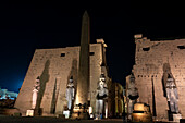 Luxor temple at night, UNESCO World Heritage Site, Thebes, Luxor, Egypt, North Africa, Africa