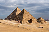 The pyramids of Chephren and Mykerinos and the pyramids of Queens, UNESCO World Heritage Site, Giza, Egypt, North Africa, Africa