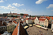 Town Hall Square seen from the belfry, UNESCO World Heritage Site, Tallinn, Estonia, Europe