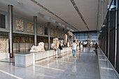 Architectural detail of the Acropolis Museum, an archaeological museum located in the historic center of Athens, Greece, Europe