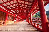 Empty paths, Itsukushima Shrine, Shinto temple,  on Miyajima Island, UNESCO World Heritage Site, Hiroshima Prefecture, Honshu, Japan, Asia