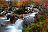 River Coupall and waterfalls, Glen Etive, Highland, Scotland, United Kingdom, Europe