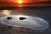 Sunset over the Bristol Channel from Dunraven Bay, Southerndown, South Wales, United Kingdom, Europe