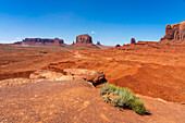 Scenic view of buttes and rock formations, John Ford Point, Monument Valley, Arizona, United States of America, North America