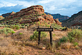 Cemetery sign at Grafton ghost town near Rockville, Washington County, Utah, United States of America, North America