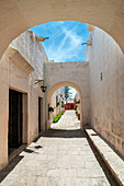 White section of Cloister and Monastery of Santa Catalina de Siena, UNESCO World Heritage Site, Arequipa, Peru, South America