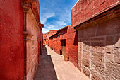 Red section of Cloister and Monastery of Santa Catalina de Siena, UNESCO World Heritage Site, Arequipa, Peru, South America