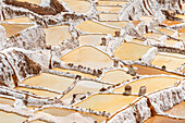 Detail of salt pans of Maras, Salinas de Maras, Cuzco Region, Peru, South America