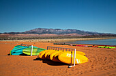 Water craft by the reservoir at Sand Hollow State Park, 20000 acre park opened in 2003, near S.t George, Utah, United States of America, North America