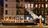 Steam emitted from the New York Steam System, dating back to 1882 providing steam to heat, cool or disinfect around 1,700 buildings, New York, United States of America, North America