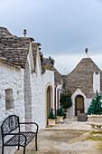 Alberobello iconic old Trullo and Trulli white houses with stone ceilings in conical shape, UNESCO World Heritage Site, Alberobello, Apulia, Italy, Europe