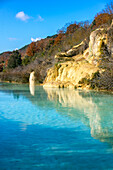 Antique Roman thermal baths hot springs in Bagno Vignoni, Tuscany, Italy, Europe