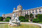 Sculpted fountain in front of Naturhistorisches Museum (Natural History Museum), UNESCO World Heritage Site, Museum Quarter, Vienna, Austria, Europe