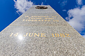 Das Falklandkonflikt-Kriegsdenkmal in Stanley,der Hauptstadt und einzigen richtigen Stadt (mit einer Kathedrale) der Falklandinseln,Südamerika