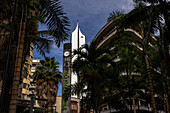 A sign for the busy Parque Berrio metro station in Medellin, Colombia. The metro includes street level trains and even aerial cable cars to connectthe city's downtown to the poorer neighborhoods in the surrounding mountains.