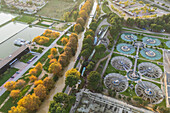 Aerial view of Casablanca water treatment plant and Imperial Canal in Zaragoza, Spain