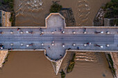 Luftaufnahme der Steinernen Brücke (Puente de Piedra),Zaragoza,Spanien