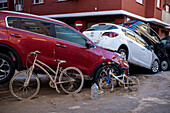 Effects of the DANA floods of October 29, 2024, in Ausias March street, Alfafar, Comunidad de Valencia, Spain