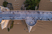 Luftaufnahme der Steinernen Brücke (Puente de Piedra),Zaragoza,Spanien