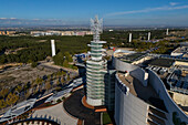 Aerial view of El Corte Ingles store and HiperCor supermarket in Puerto Venecia shopping center, Zaragoza, Spain