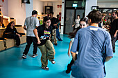 Young dancers meet and share in the context of the MAF Battle event, urban and street dance event in Zaragoza, Spain