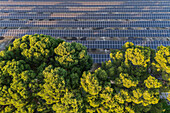 Aerial view of photovoltaic power station in Casablanca water treatment plant, Zaragoza, Spain