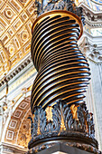 Rome, Italy, July 22 2017, The intricate twisted column showcases Bernini's artistry within St.