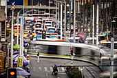 The famous metro system in Medellin, Colombia.includes elevated traiins, street level trains and even aerial cable cars to connectthe city's downtown to the poorer neighborhoods in the surrounding mountains.