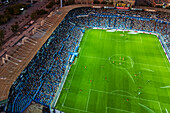 Aerial view of the Romareda soccer stadium during a Real Zaragoza match against UD Almeria