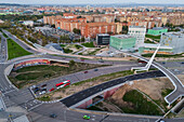 Aerial view of roads and traffic in Zaragoza