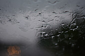 Wet windshield during a storm in Costa Rica