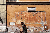 Rome, Italy, July 2017, Soldiers patrol Leone street in Rome, ensuring safety in a historic area of the city.