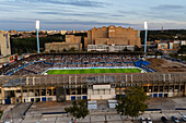 Aerial view of the Romareda soccer stadium during a Real Zaragoza match against UD Almeria