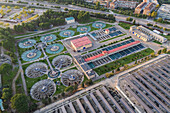 Aerial view of Casablanca water treatment plant in Zaragoza, Spain