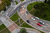 Aerial view of a roundabout in Zaragoza, Spain