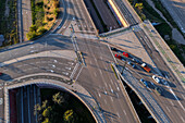 Aerial view of roads and traffic in Zaragoza