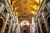 Lisbon, Portugal, March 1 2007, The intricate baroque ceiling of Graca church in Alfama displays stunning fresco paintings and architectural beauty.