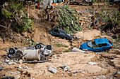 Effects of the DANA floods of October 29, 2024, in Rambla del Poyo or barranco del Poyo, Paiporta, Comunidad de Valencia, Spain