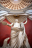 Rome, Italy, July 22 2017, This statue portrays Emperor Claudius as Iuppiter, standing majestically in the Vatican Museums, showcasing classical Roman artistry.