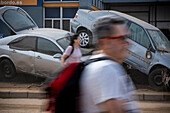 Effects of the DANA floods of October 29, 2024, in Benetusser street, Paiporta, Comunidad de Valencia, Spain