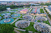 Aerial view of Casablanca water treatment plant in Zaragoza, Spain