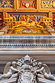 Rome, Italy, July 22 2017, Admire the intricate craftsmanship of the ceiling inside Saint John Lateran, showcasing stunning colors and designs in Rome.