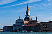 The Benedictine church and bell tower of San Giorgio Maggiore along the Giudecca Canal in Venice, Italy.