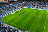 Aerial view of the Romareda soccer stadium during a Real Zaragoza match against UD Almeria