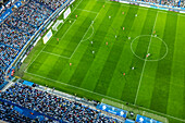 Aerial view of the Romareda soccer stadium during a Real Zaragoza match against UD Almeria