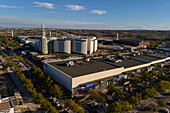 Aerial view of Puerto Venecia shopping center, Zaragoza, Spain