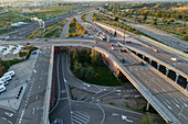 Aerial view of roads and traffic in Zaragoza