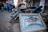 Materials destroyed by water. Effects of the DANA floods of October 29, 2024, in Ausias March street, Alfafar, Comunidad de Valencia, Spain