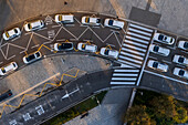 Aerial view of taxi and bus stop outside Zaragoza–Delicias railway and central bus station