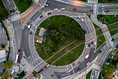 Aerial view of a roundabout in Zaragoza, Spain